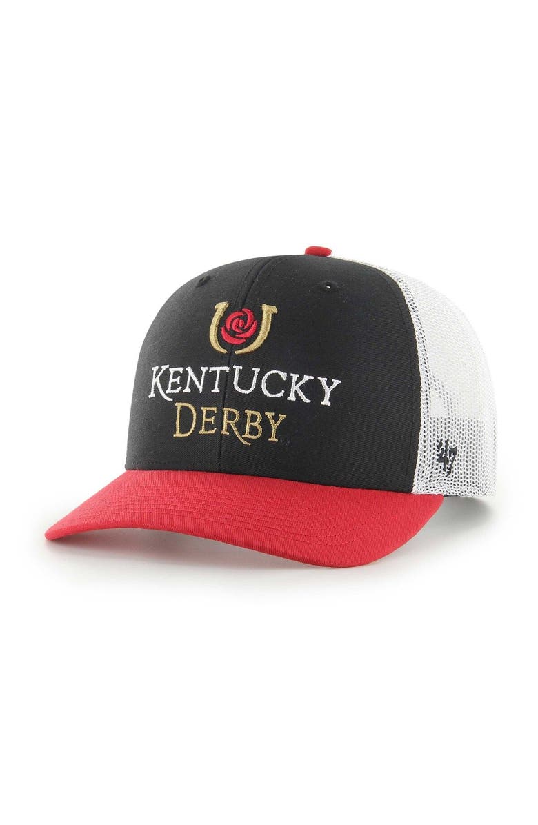 '47 Men's '47 Black Kentucky Derby Side Note Trucker Snapback Hat, Alternate, color, 