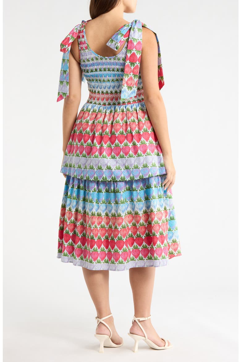 Berry Burst Layered Ruffle Tie Strap Midi Dress, Alternate, color, MULTI