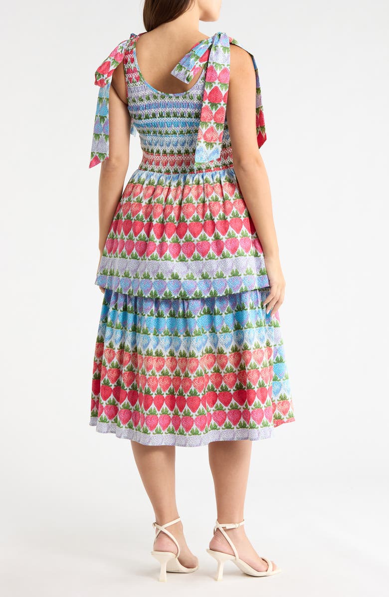 SUGARLIPS Berry Burst Layered Ruffle Tie Strap Midi Dress, Alternate, color, Multi