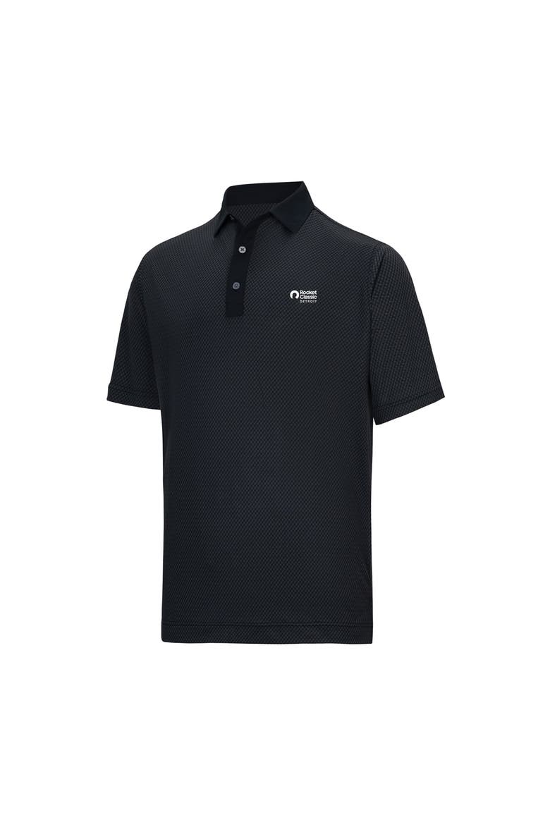Men's FootJoy  Black Rocket Classic Star Geo Pique ProDry Polo, Alternate, color, Black