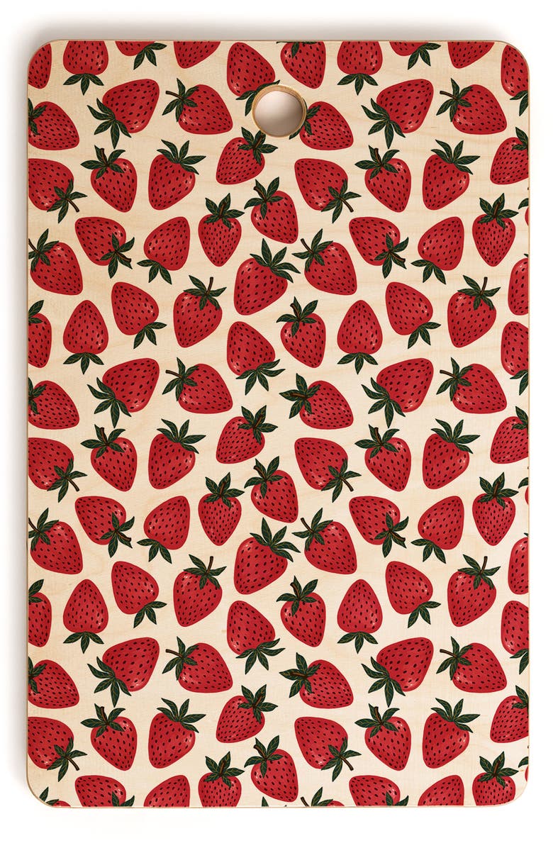 Deny Designs Avenie Spring Garden Strawberries Cutting Board, Main, color, Multi