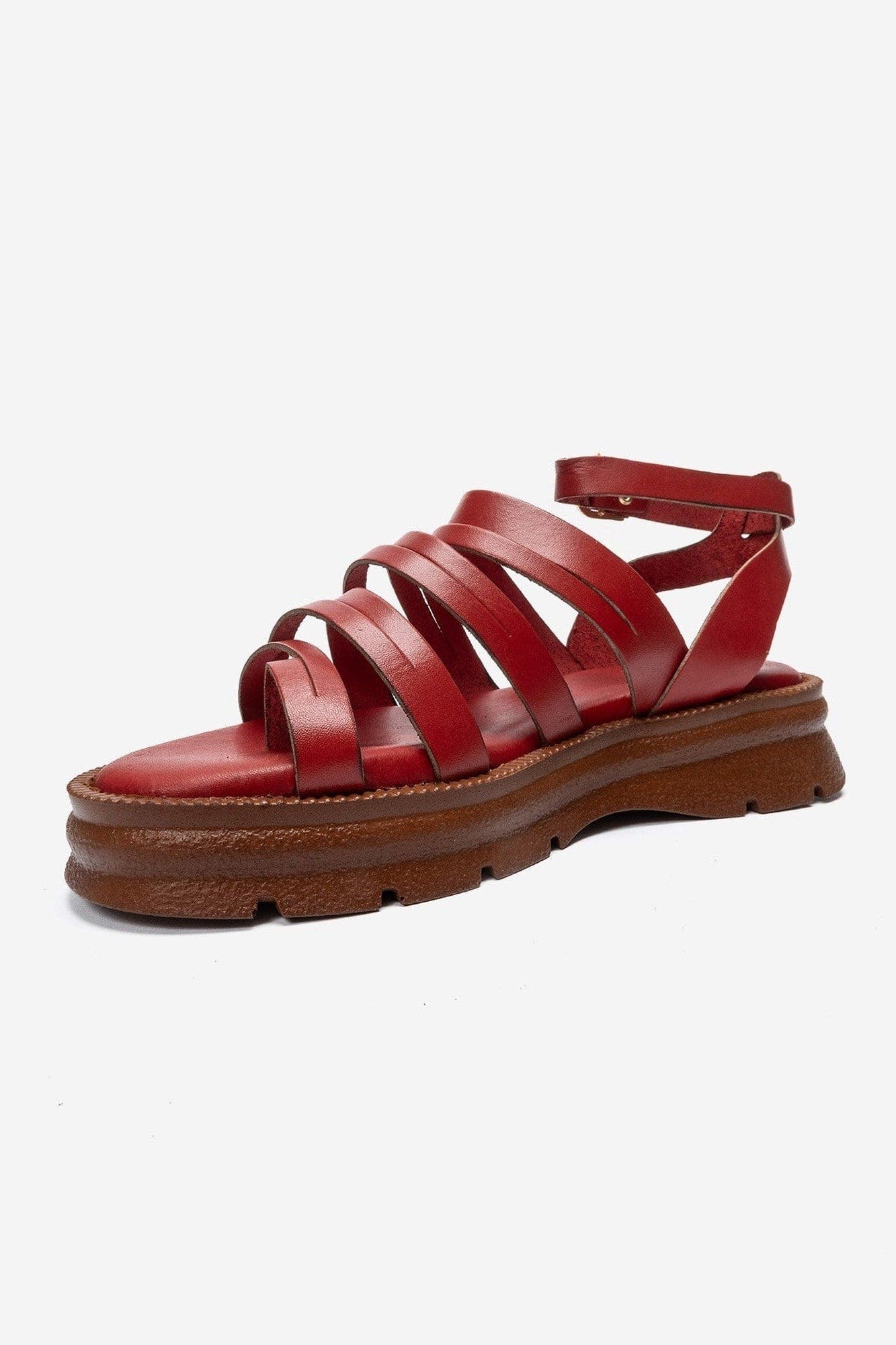 Pelsa Leather Multi Strap Sandal, Alternate, color, Red