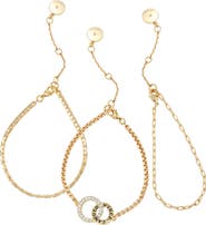 Vince Camuto Set of 3 Stark Logo Assorted Chain Bracelets