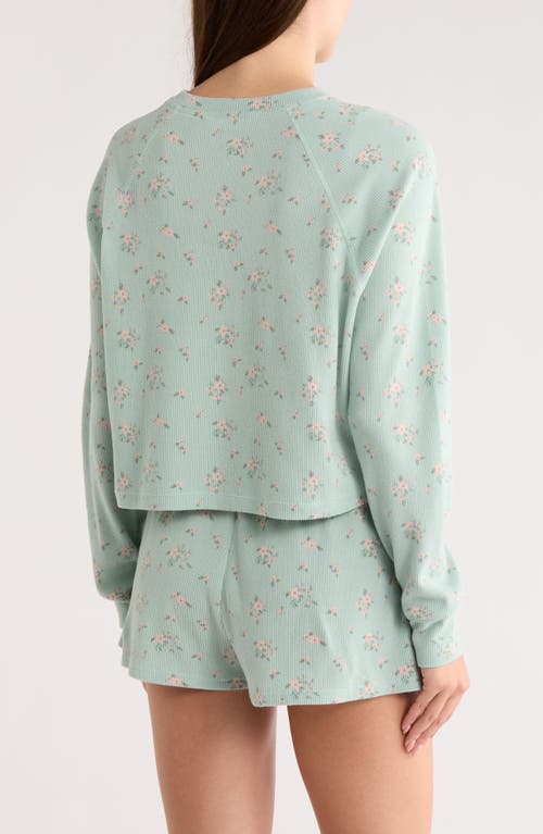 Honeydew Road Trip Long Sleeve Crop Pajama Top In Blue