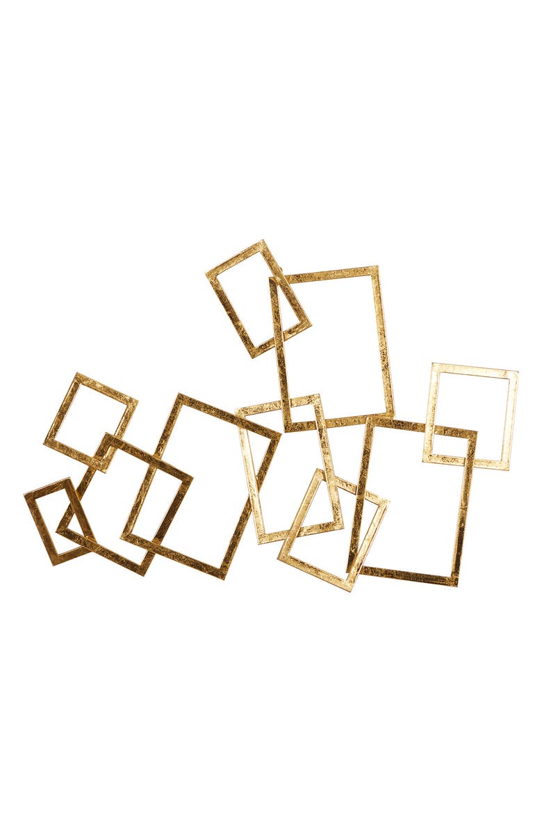 COSMO BY COSMOPOLITAN Abstract Rectangular Gold Metal Wall Decor - 30" X 22", Main, color,