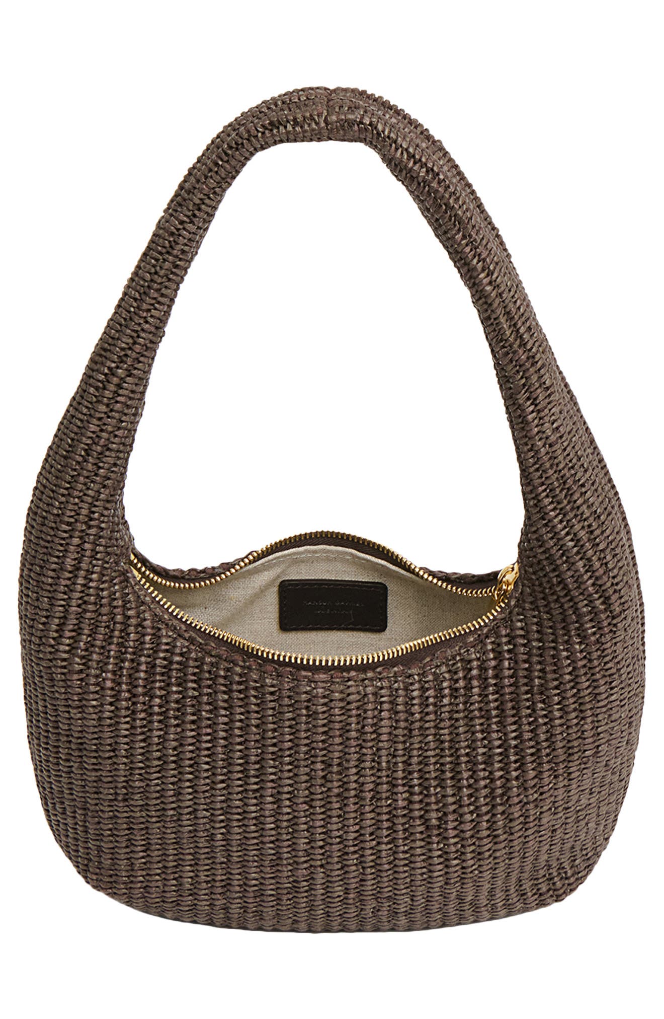 Mini Gnocci Raffia Bag, Alternate, color, EBONY