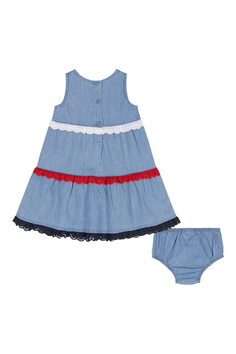 Tiered Denim Dress & Bloomers, Alternate, color, BLUE