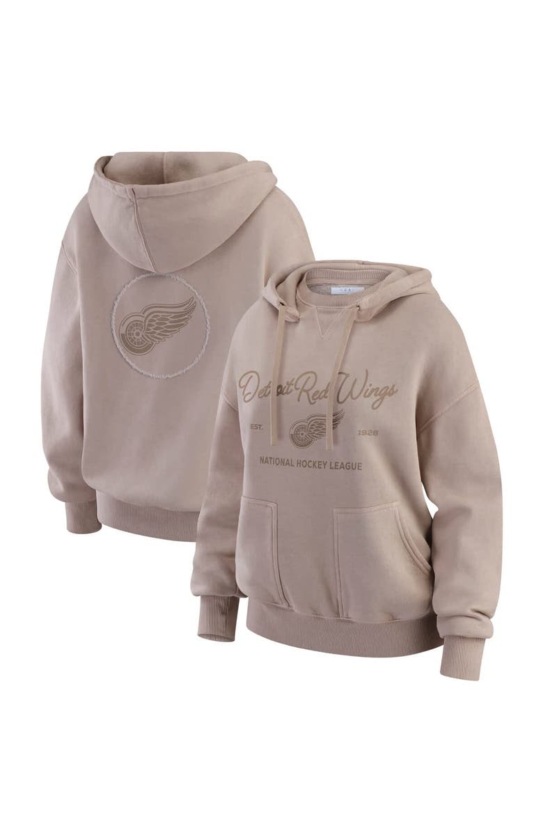 WEAR by Erin Andrews Women's WEAR by Erin Andrews Tan Detroit Red Wings Washed Pullover Crewdie, Main, color, Tan
