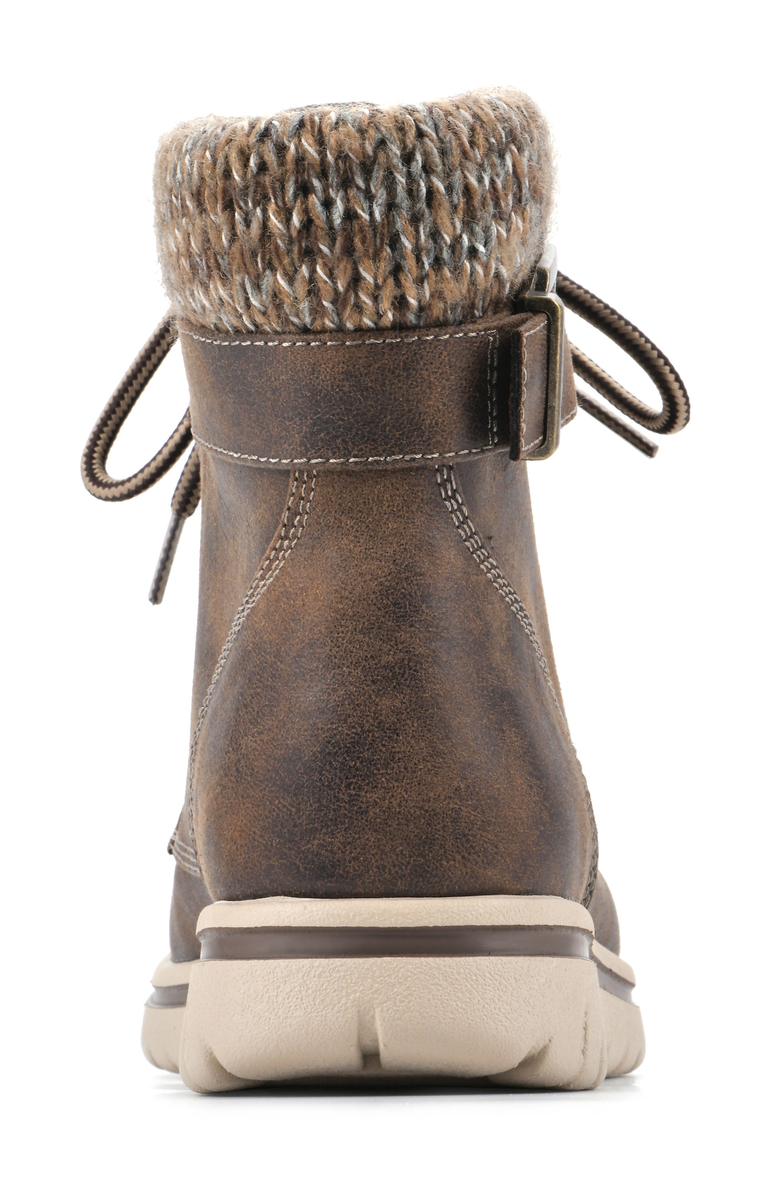 Hearty Knit Collar Lace-Up Boot, Alternate, color, BROWN/ FABRIC/ SWEATER