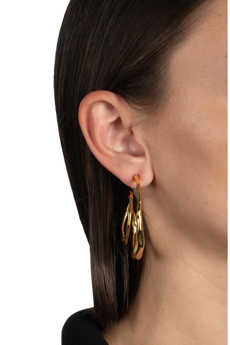 Molten Spiral Hoop Earrings, Alternate, color, GOLD