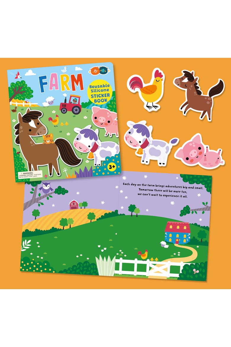 Reusable Silicone Sticker Book, Farm, Kids 3+, Alternate, color, Multicolored
