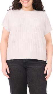 Vince Camuto Metallic Short Sleeve Crewneck Sweater