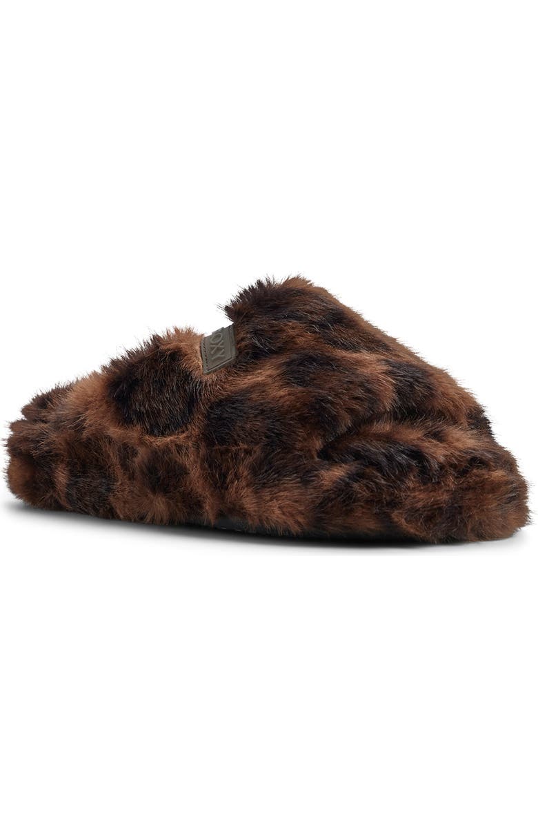 Roxy Sloane Faux Fur Slide Slipper, Main, color, Brown Primary - Multi