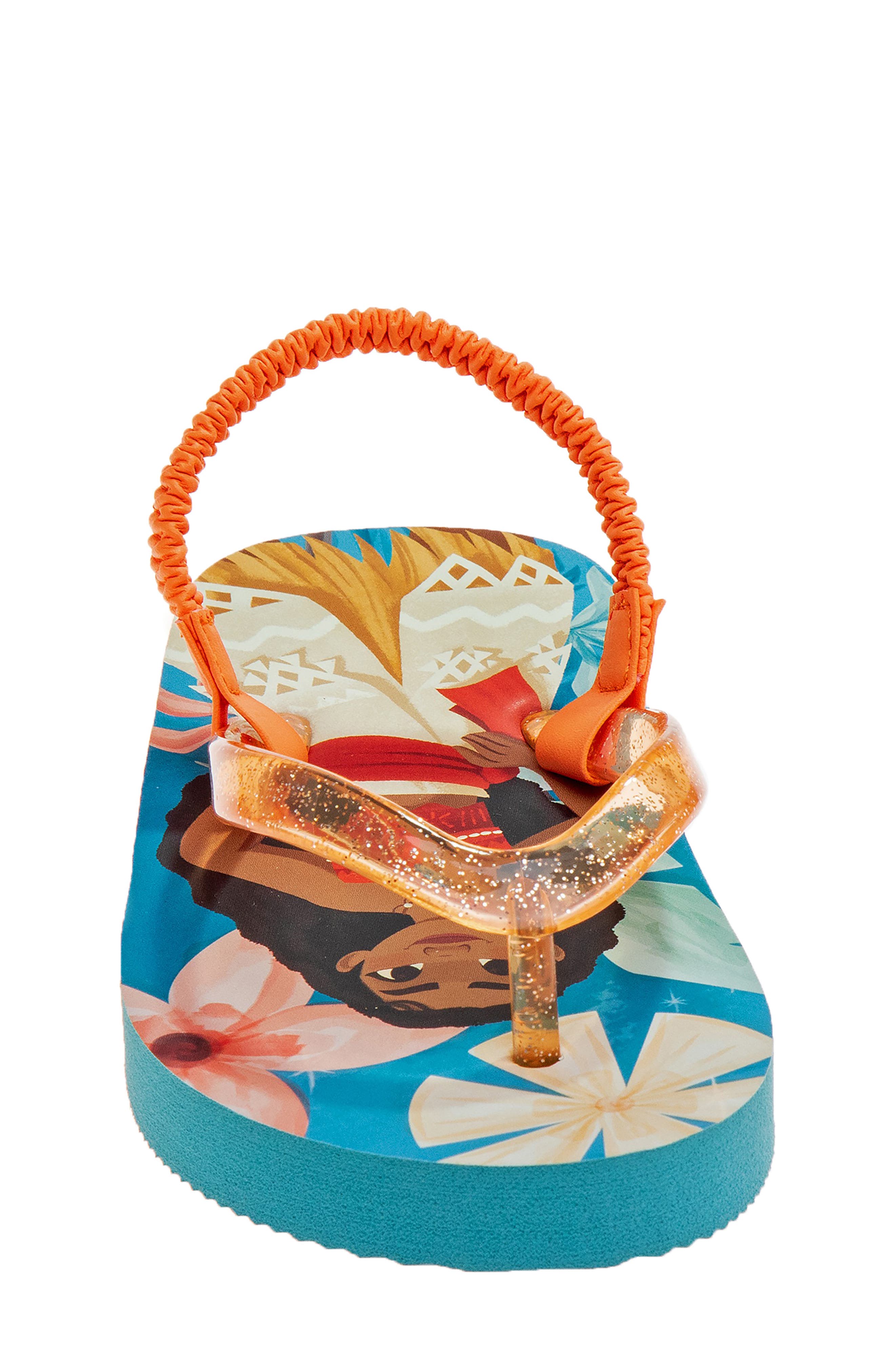 Kids' Moana Slingback Flip Flop Sandal, Alternate, color, BLUE/ORANGE