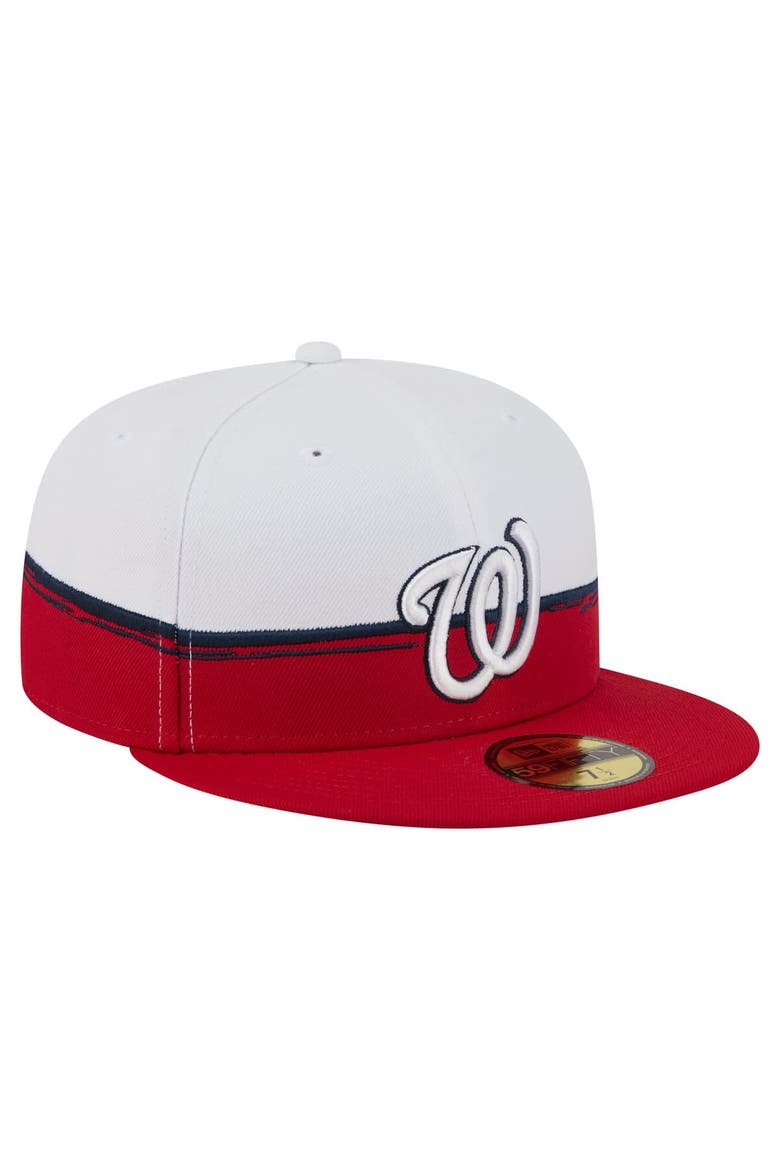 Men's New Era  Red/White Washington Nationals Paint Stroke 59FIFTY Fitted Hat, Alternate, color, Red