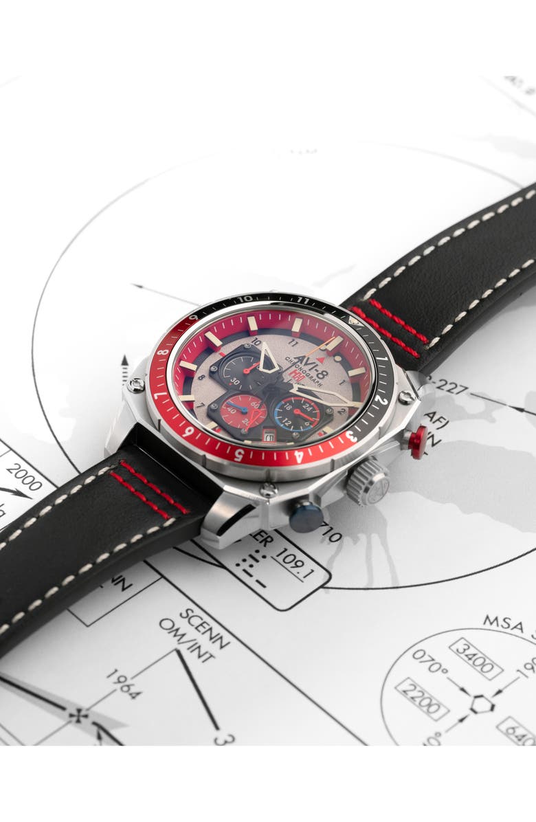 AVI-8 Hawker Hunter Atlas Dual Time Chronograph Bracelet Watch, 44mm, Alternate, color, Grey