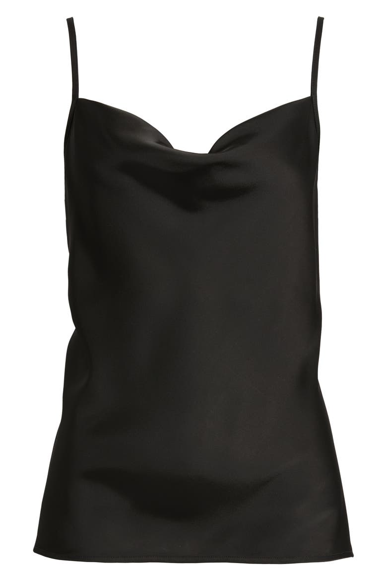 Cowl Neck Satin Camisole, Alternate, color, BLACK