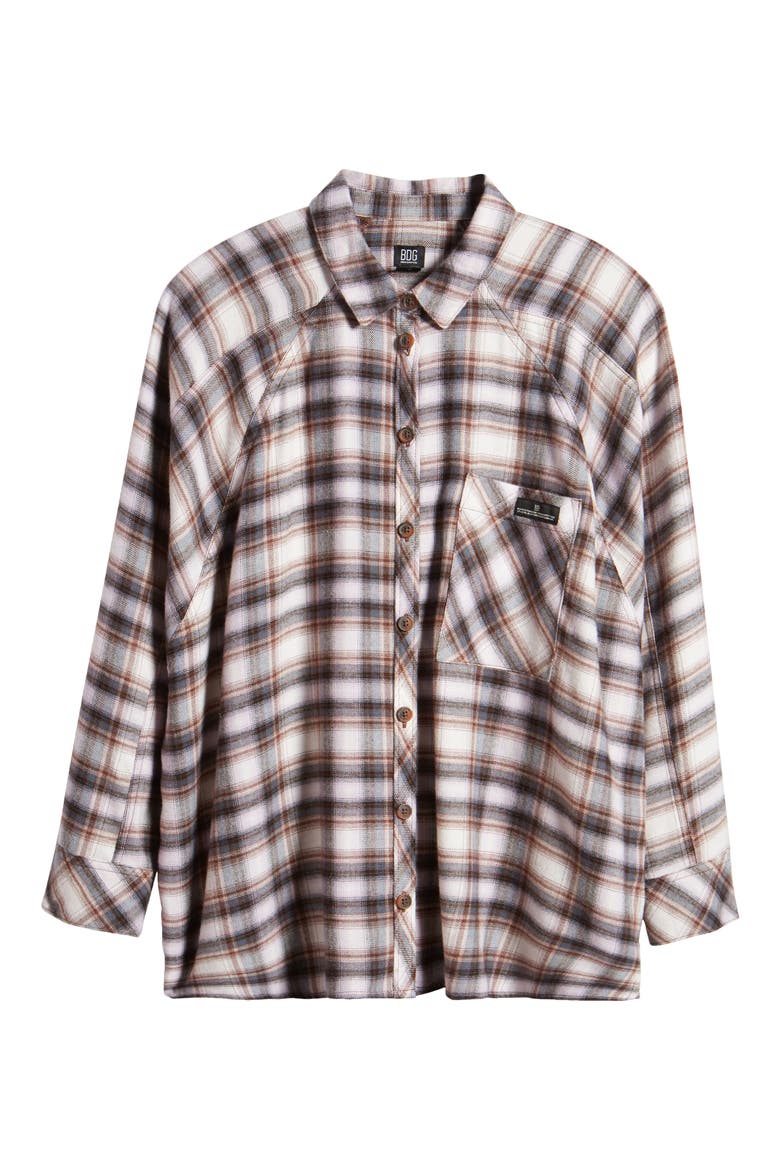 Brendon Plaid High-Low Hem Button-Up Shirt, Alternate, color, PINK