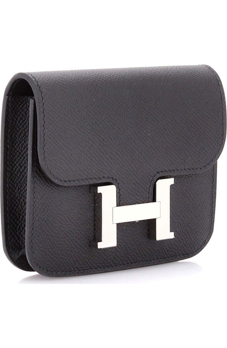 Pre-Owned Hermes Constance Slim Wallet Epsom, Alternate, color, Noir