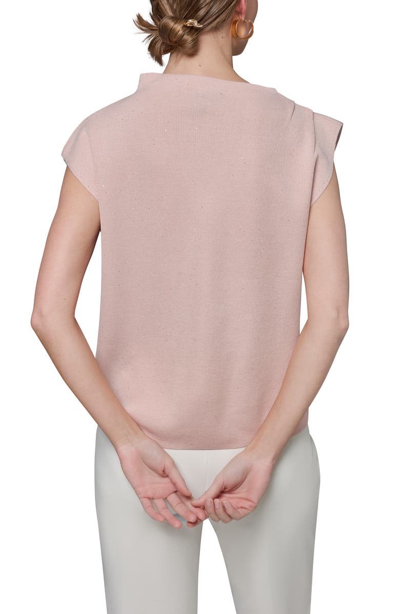 Donna Karan New York Shimmer Asymmetric Mock Neck Sweater, Alternate, color, Snow Petal