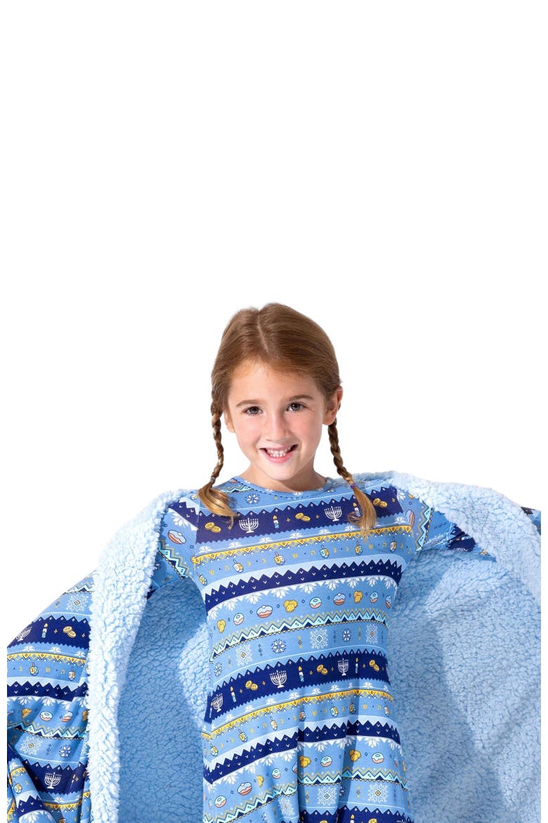Kids' Hanukkah Fair Isle Long Sleeve Dress, Alternate, color, Hanukkah Fair Isle