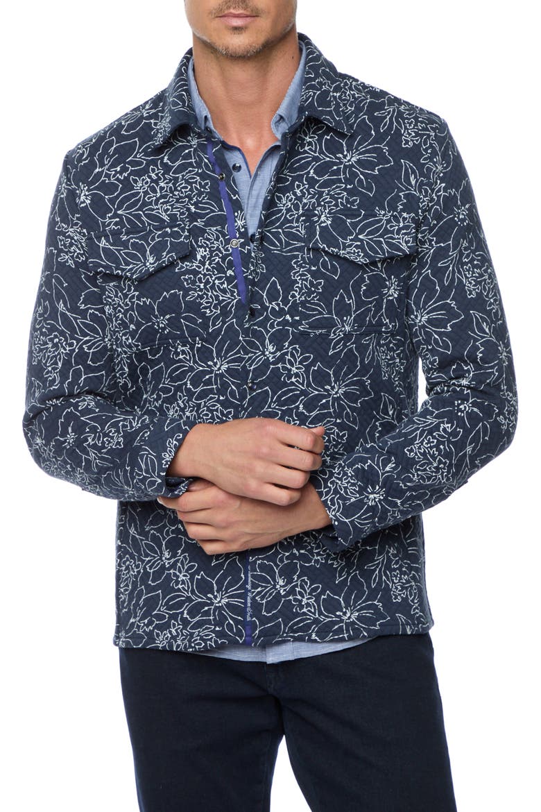 Kohan Quilted Knit Shirt Jacket, Main, color, NAVY