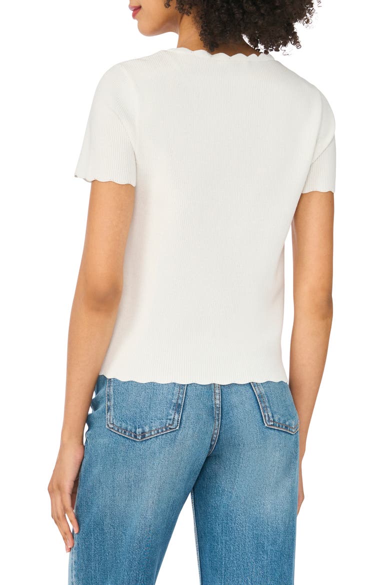 Scallop Rib Short Sleeve Knit Top, Alternate, color, ANTIQUE WHITE