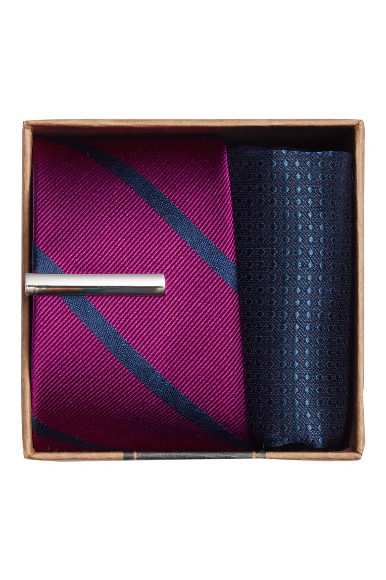 Wheelhouse Stripe 3-Piece Skinny Tie Style Box, Alternate, color, AZALEA