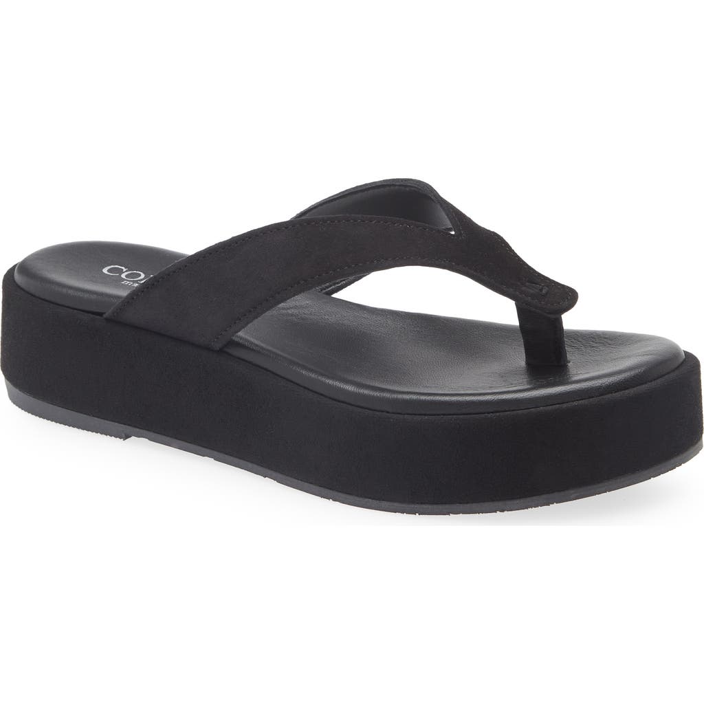 Cordani Kendra Platform Flip Flop In Black Suede