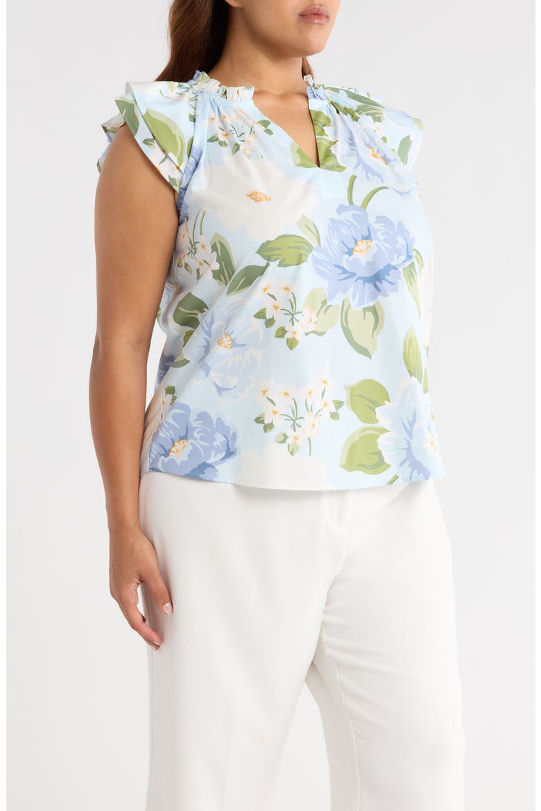 Sloane Floral Ruffle Top, Alternate, color, LIGHT BLUE/ MULTI