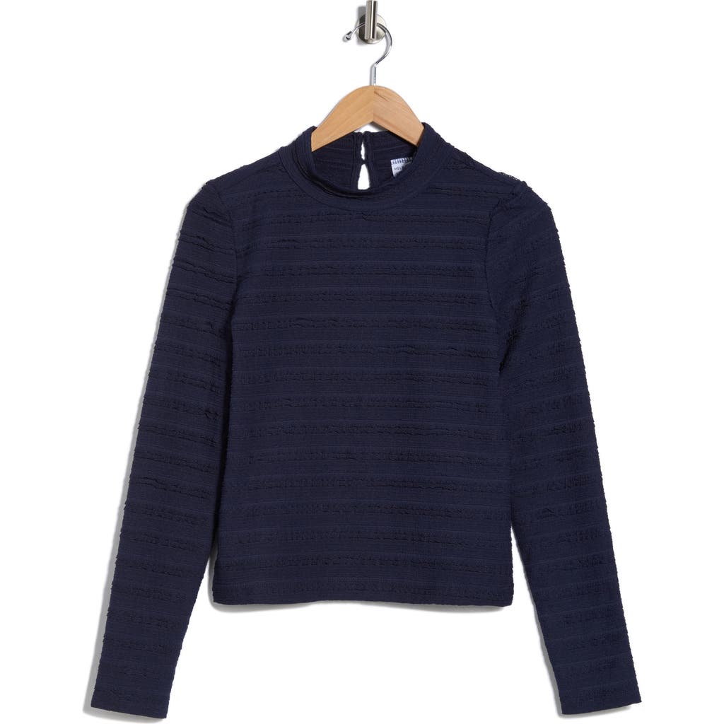 Melrose And Market Lace Mock Neck Top In Blue