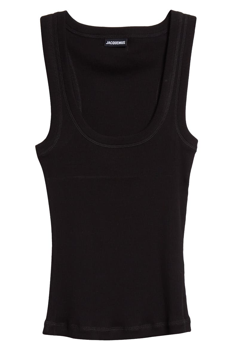 Le Débardeur Logo Embroidered Grosgrain Tank Top, Alternate, color, BLACK