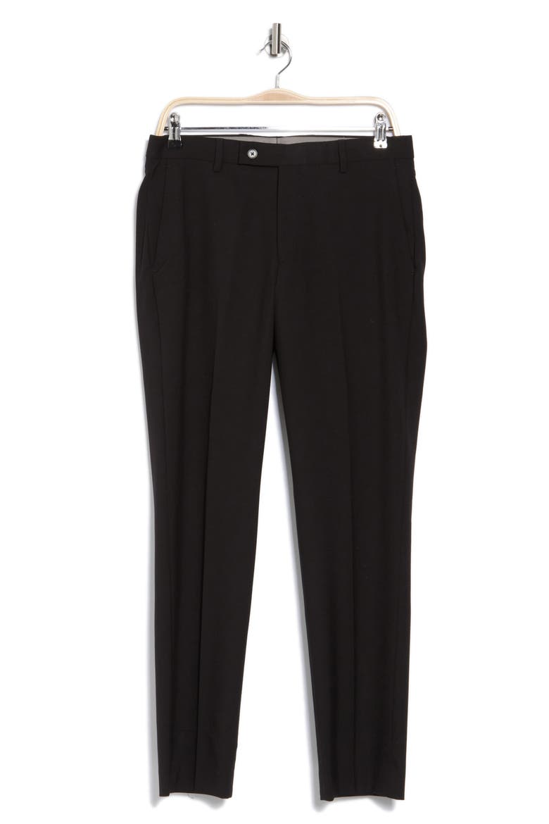 Slim Fit Flat Front Dress Pants, Alternate, color, BLACK