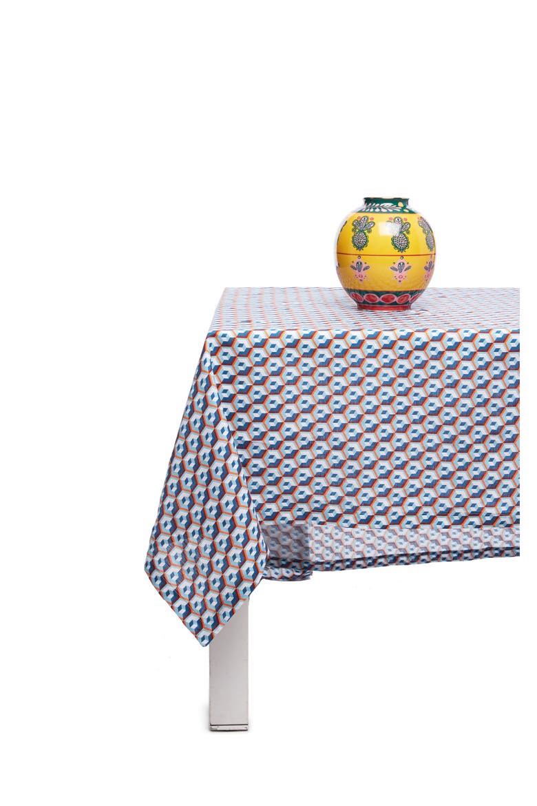 Medium Tablecloth (180X280) Cubi Blue, Alternate, color, Cubi Blue