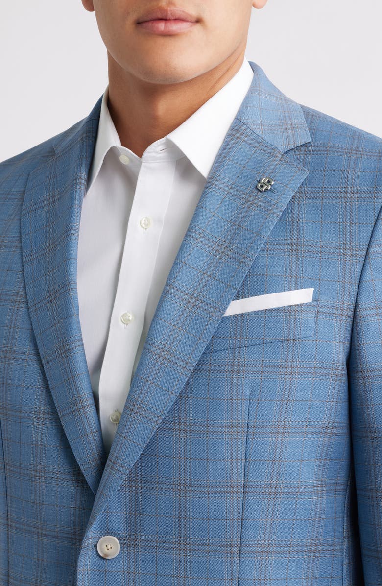 BOSS Hutson Plaid Virgin Wool Sport Coat, Alternate, color, Open Blue