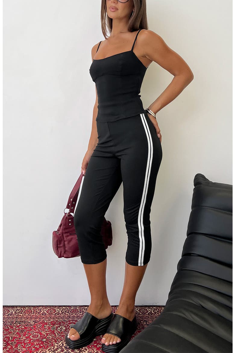 Jobey Stripe Capri Pants, Alternate, color, BLACK