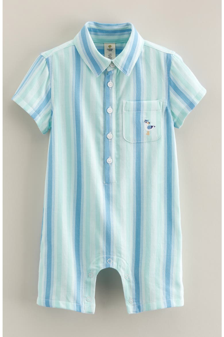 Embroidered Cotton Polo Romper, Main, color, GREEN SHERBET- BABY SEAGULL