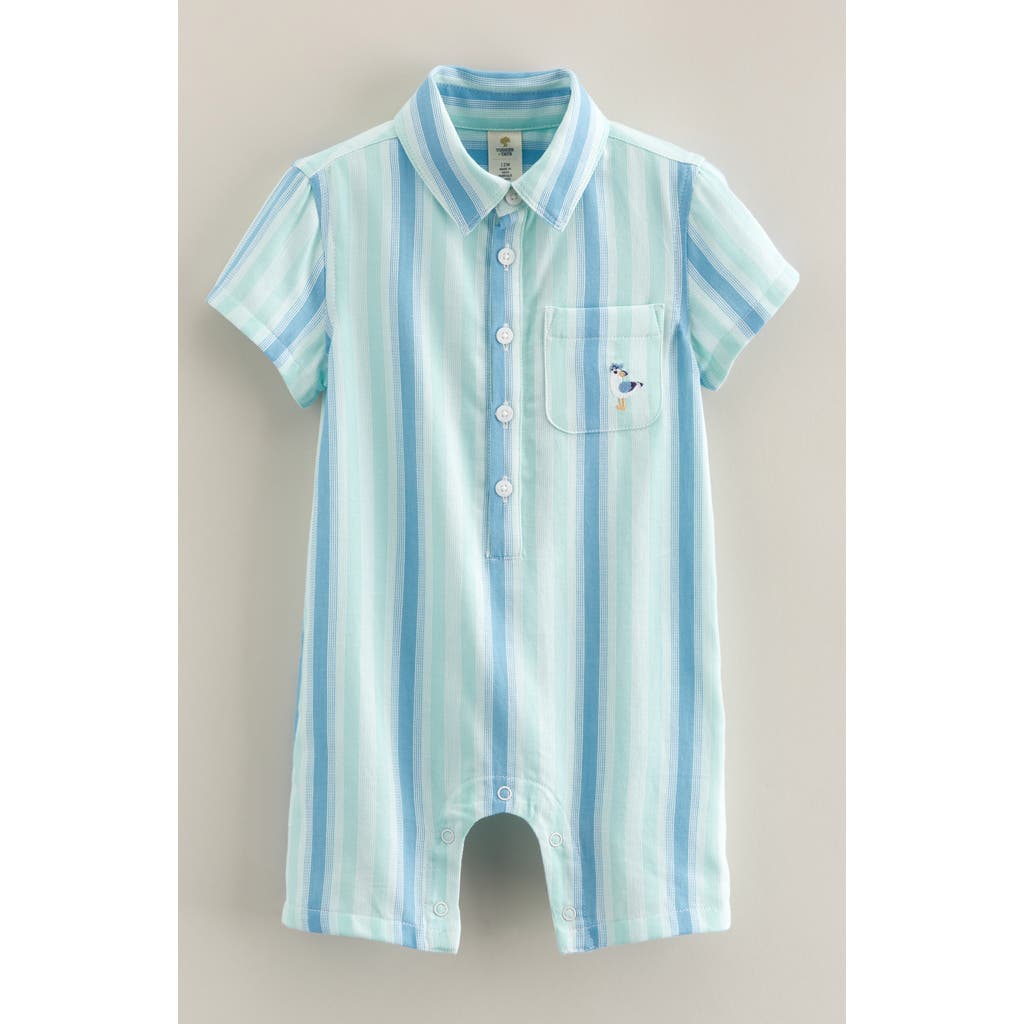 Tucker + Tate Embroidered Cotton Polo Romper In Blue