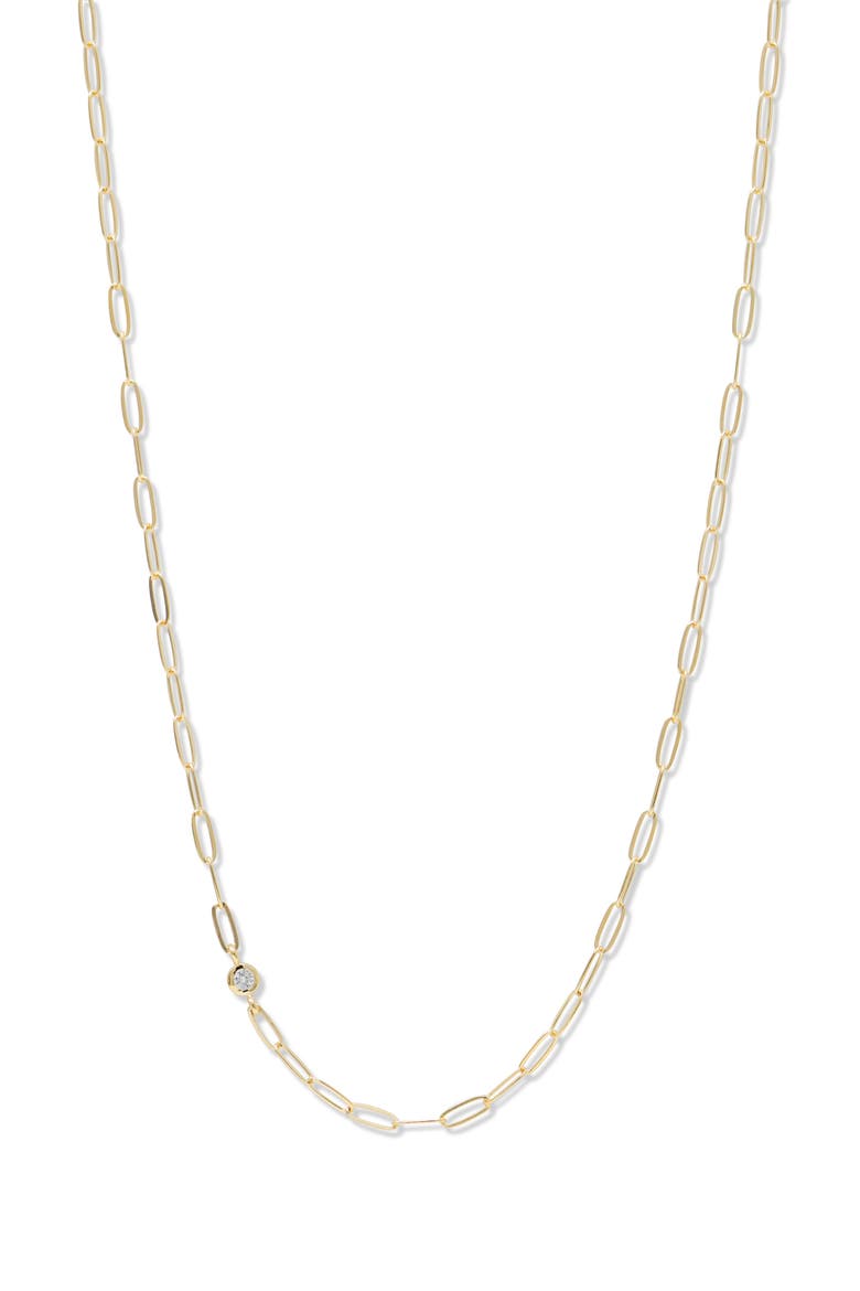 Classique Birthstone Paper Clip Chain Necklace, Main, color, CLEAR / 0.11 CTW