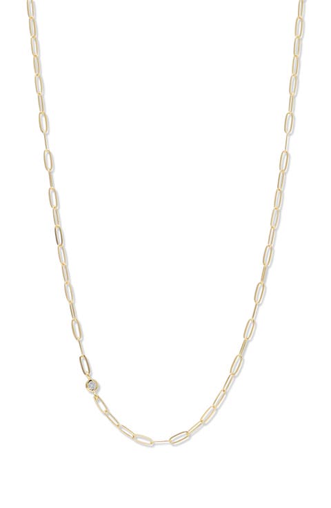 Classique Birthstone Paper Clip Chain Necklace