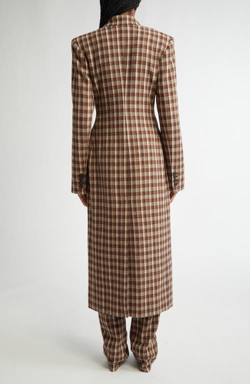 Acne Studios Omaha Check Single Breasted Bouclé Overcoat In Beige/brown