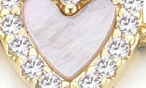 Adornia 14k Gold Plated Mother Of Pearl Mini Halo Cz Heart In Gold