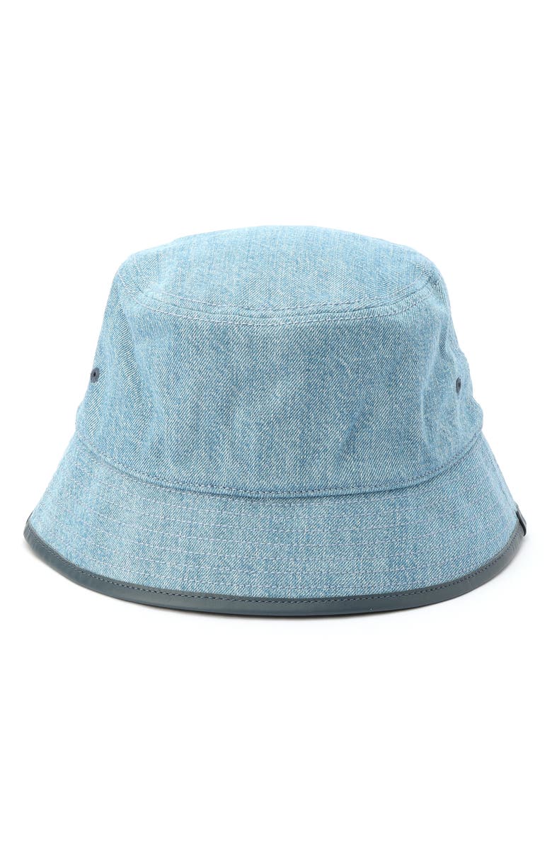 COACH Embroidered Logo Denim Bucket Hat, Alternate, color, Indigo