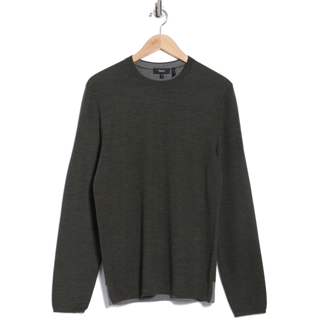 Theory Arnaud Merino Wool Crewneck Sweater In Black