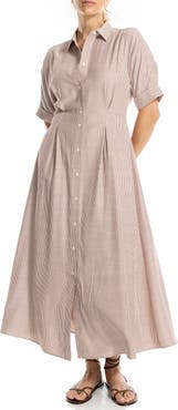 MAX STUDIO Stripe Short Sleeve Maxi Shirtdress