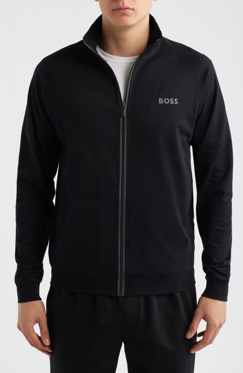 BOSS Authentic Cotton Track Jacket, Alternate, color, Black