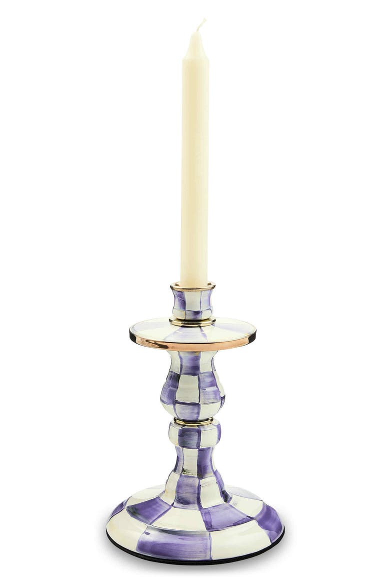 Violet Check Small Candleholder, Alternate, color, VIOLET