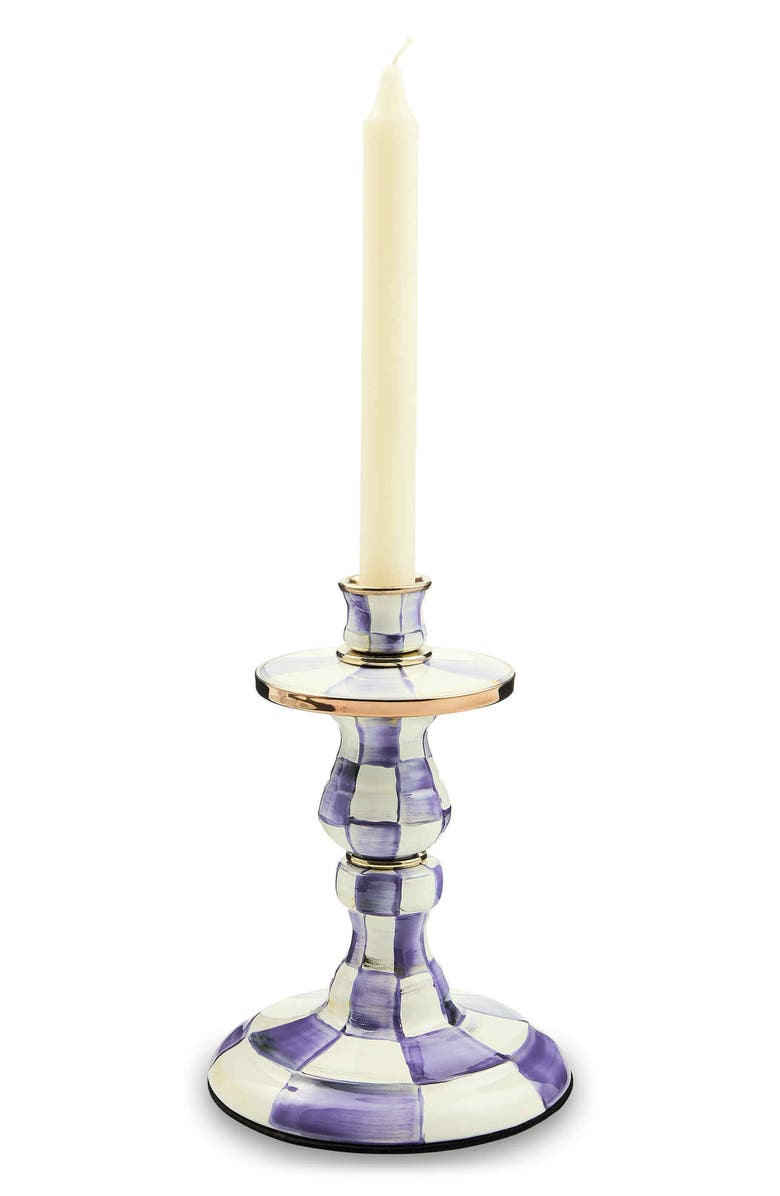 MACKENZIE CHILDS Violet Check Small Candleholder, Alternate, color, Violet