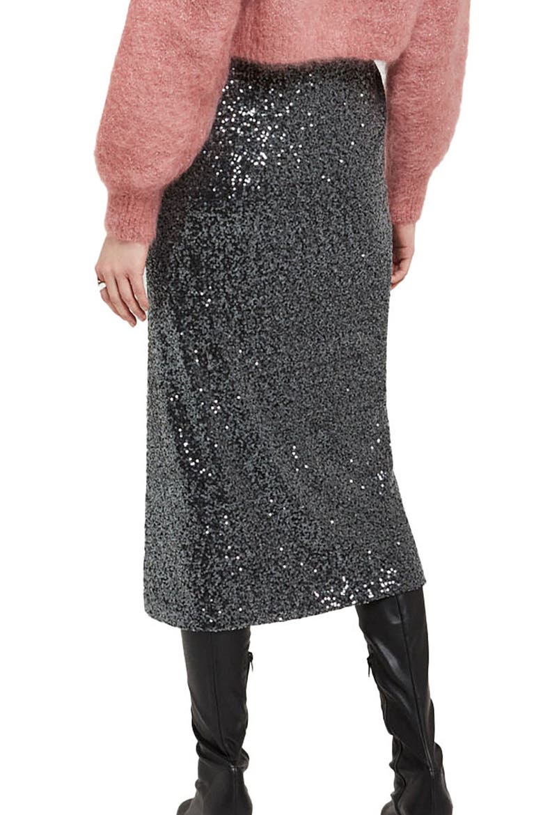 Longuette Skirt With Sequins, Alternate, color, Metallic Silver