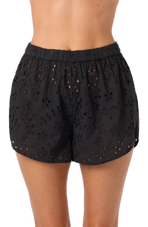 Pam Cotton Eyelet Cover-Up Shorts
